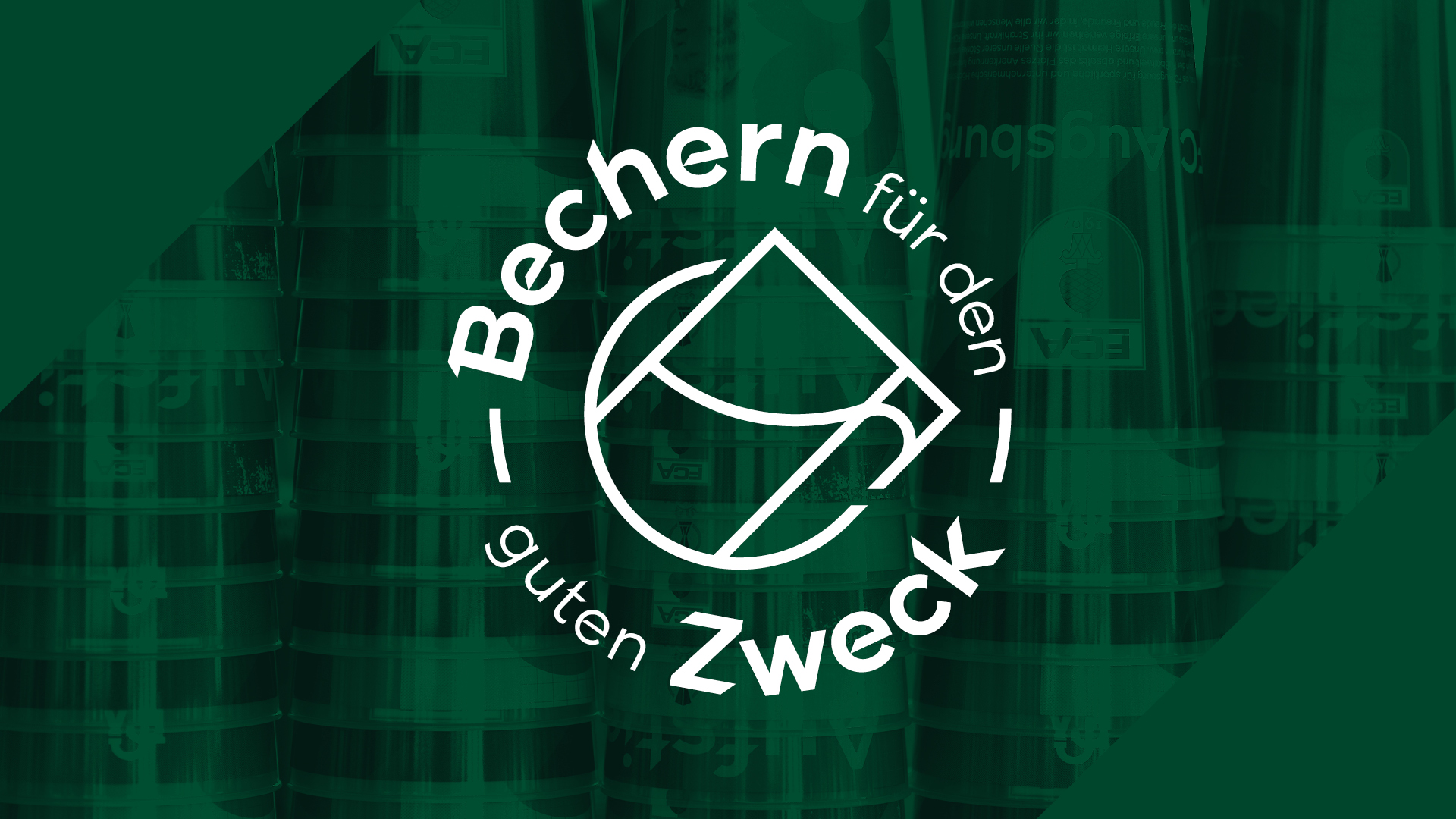 Grafik mit der Aufschrift Bechern für den guten Zweck