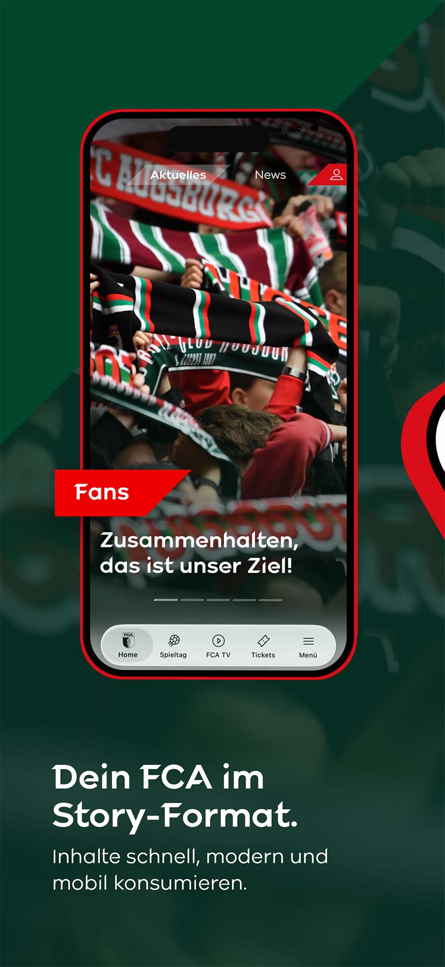 Startseite der FCA-App mit Newsübersicht