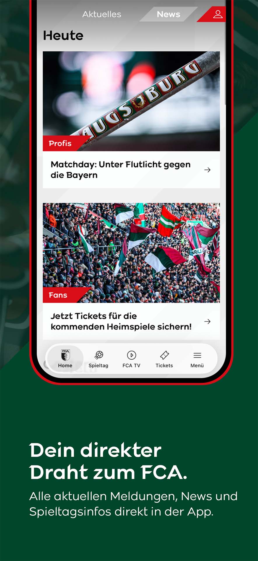 Newsübersicht in der FCA-App